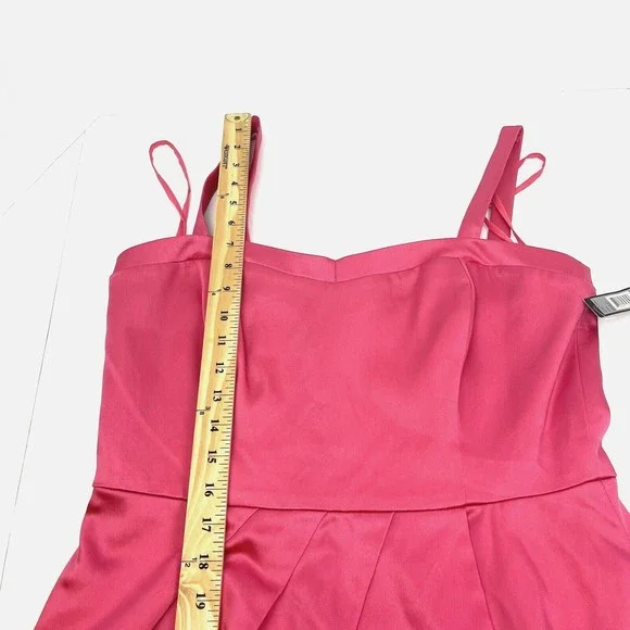 Tahari Pink Satin Dress Womens Size 10‎ NWT Spaghetti Strap Barbiecore Dress D52 - Picture 6 of 14